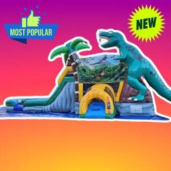 T-Rex Express XL  Dinosaur Bounce House with Slide (Wet or D