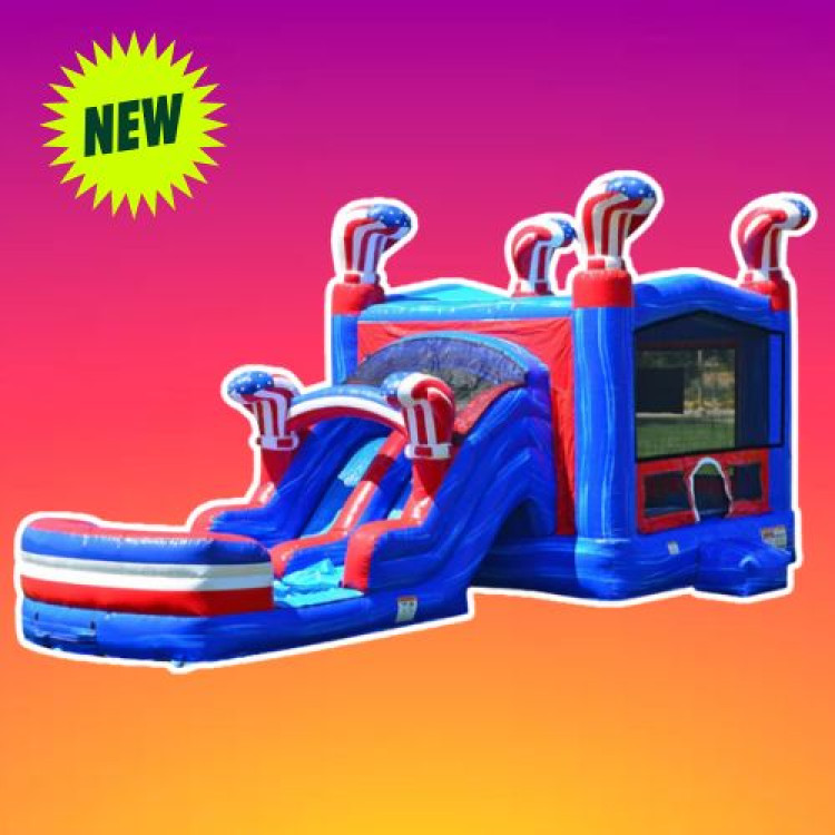 Stars  and Stripes Bounce House with Slide