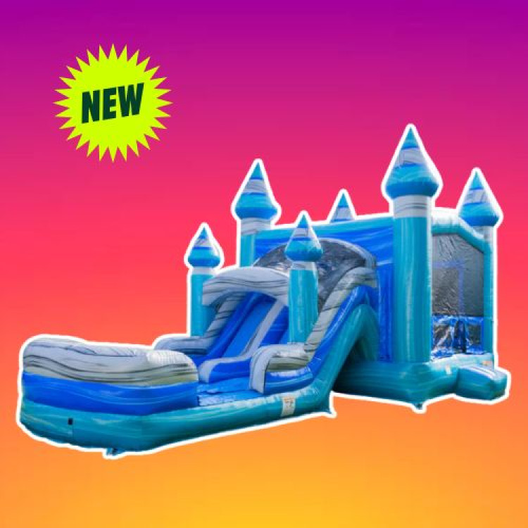 True Blue Bounce House with Slide Combo